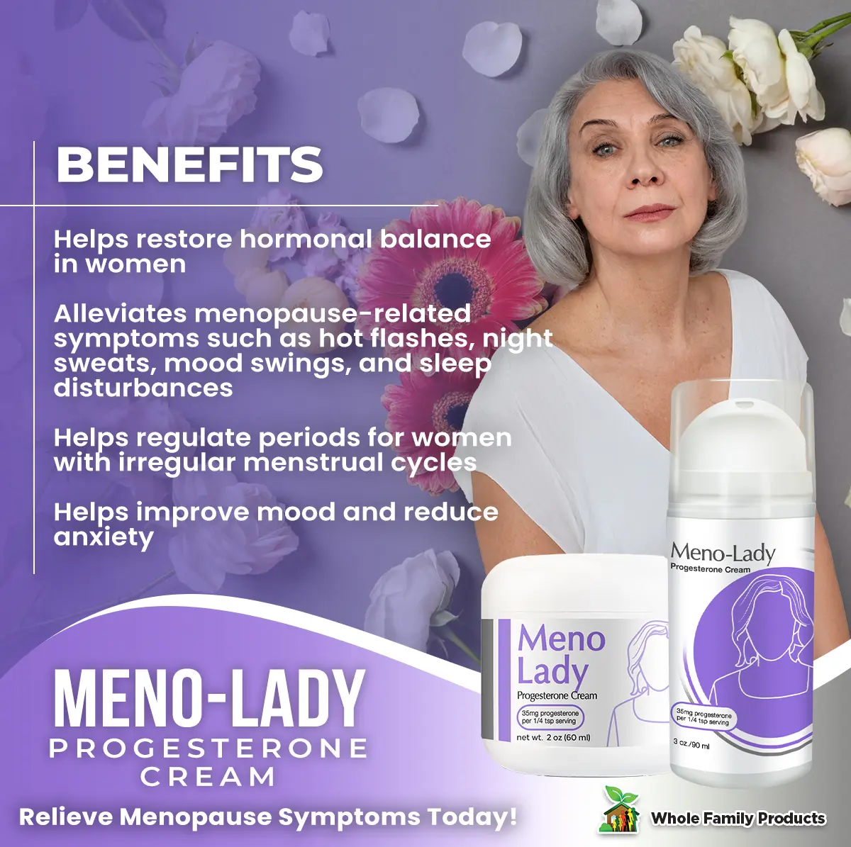Meno-Lady Progesterone Cream - Relieve Menopause Symptoms - Infographics